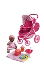 Pink double pram