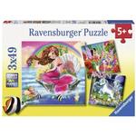 P155: RAVENSBURGER FANTASY FRIENDS 3X49PC JIGSAW PUZZLE