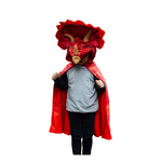 D033: Red Triceratops Hooded Cape 4-5