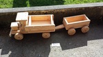 Wooden tip truck and trailer