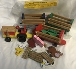 Wooden Farm Tractor With 3 Carriges and Accessories 
