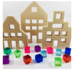 Papoose Lucite Houses and Rainbow Friends GOLD STAR