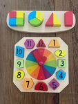Wooden clock and fraction puzzle