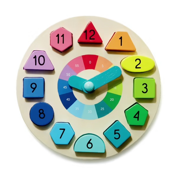 44015: Wooden clock and puzzle 