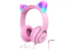 1: iClever Kids Headphones with Cat Ear Led Light Up Safe Volume Foldable Over-Ear