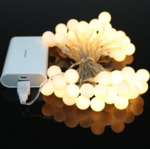 String Fairy Lights - 5m USB Candy Ball  - WARM WHITE