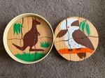 circular native animals puzzles set (2 x 6 piece circular puzzles)
