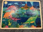 Wooden Tray Puzzle - Dinosaur Night Scene