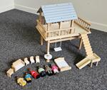 Wooden Elevated Dollhouse with Swing