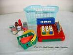 Cash Register, Basket and Groceries