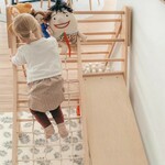 Wooden climber & slide set